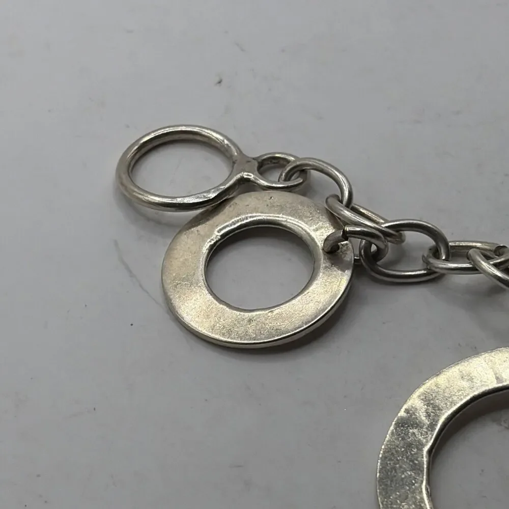 Modernist Chain Bracelet With Geometric Charms, Mexico 925 Silver Jewelry 8